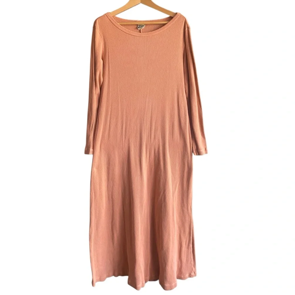 City Lights Peach Long Sleeve Ribbed Maxi Dress. Size Medium